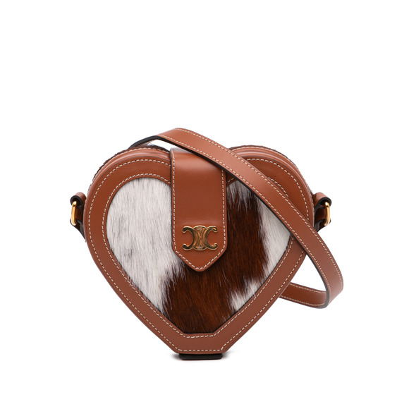 Pre-Loved Celine Calfskin and Pony Hair Triomphe Heart Tambour Crossbody - Picture 1 of 10